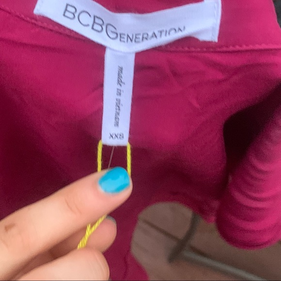 NWT BCBGeneratoin Fuchsia Pink Tank Top Flowy Blouse XXS Sheer Bottom - Picture 6 of 6